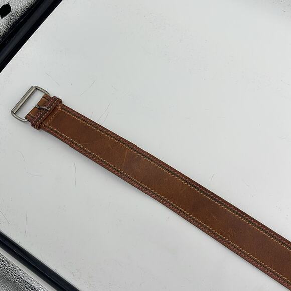 Linea Pelle 100% leather contrast stitching wide belt - Picture 4 of 6